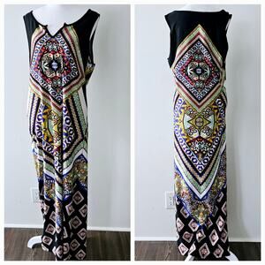 Size Large Magic Multi-Colored Bandana Geometric Diamond Design Pattern on Black